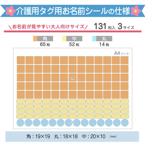 介護用タグのシートタイプ