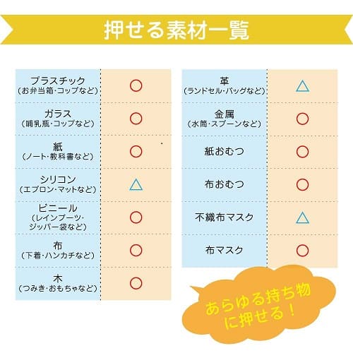 スタンプの押せる素材一覧