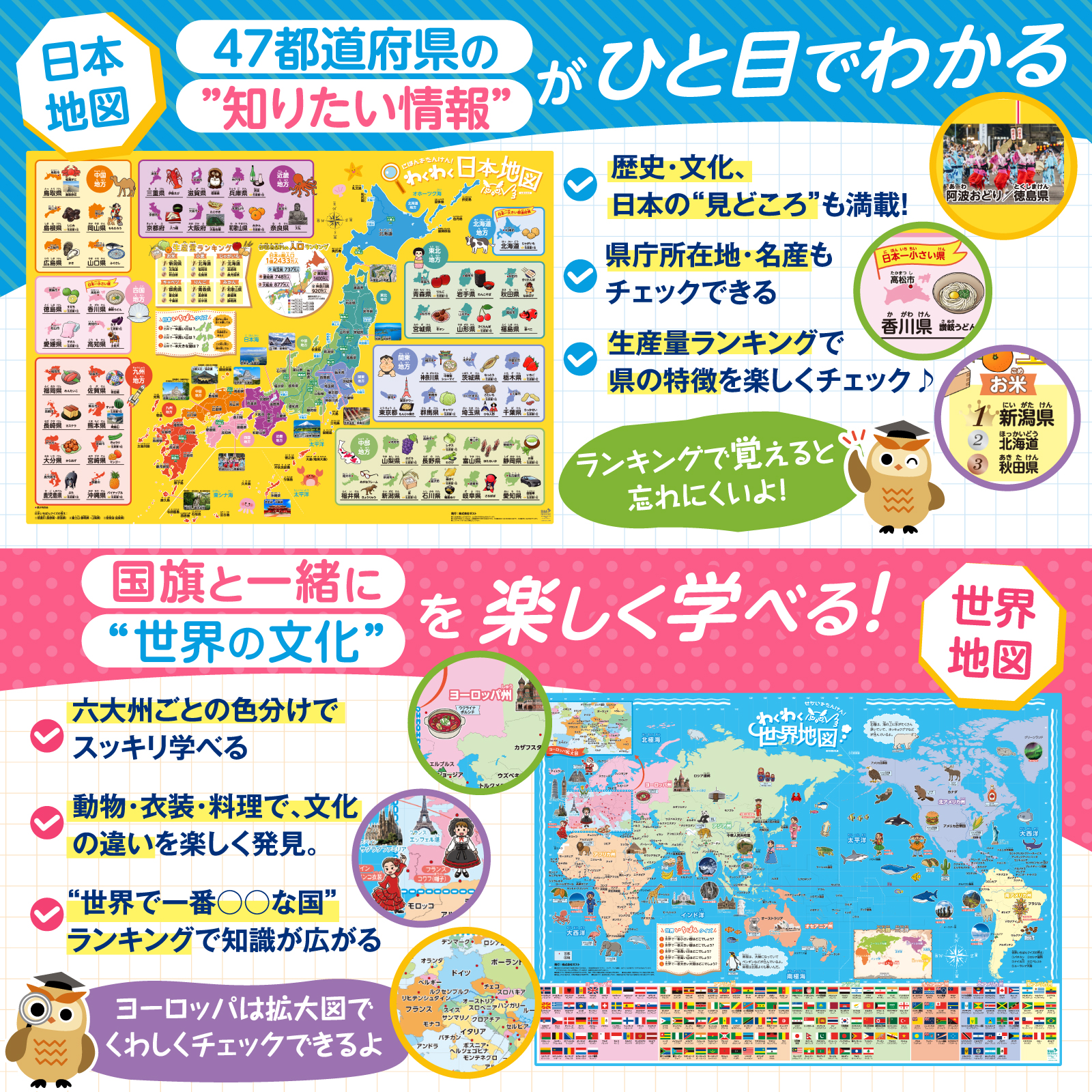 日本地図・世界地図のポイント紹介